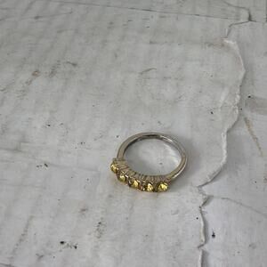 Vintage Disney Yellow Rhinestone Ring Size 8 Silver Tone